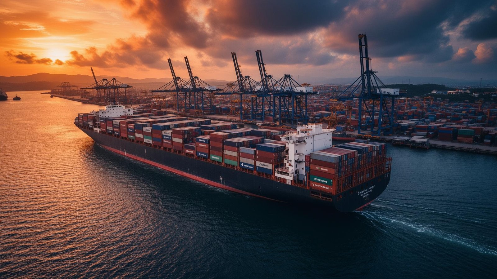 Container ship at Chittagong Port